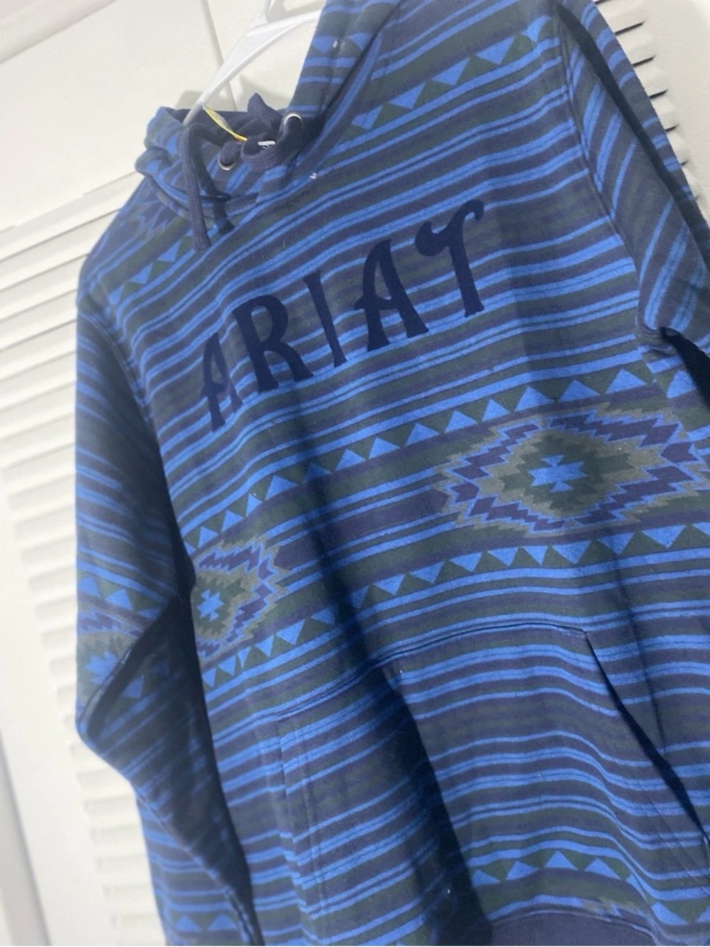 Ariat Navy and Bright Blue Aztec Pullover Hoodie